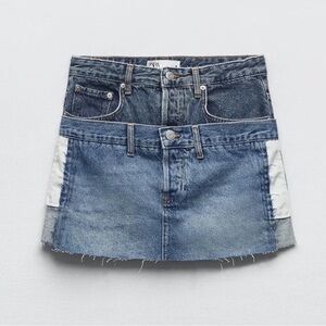 PRE-OWNED - Zara Denim High Wasted Mini Skirt Double Waist Band - Medium